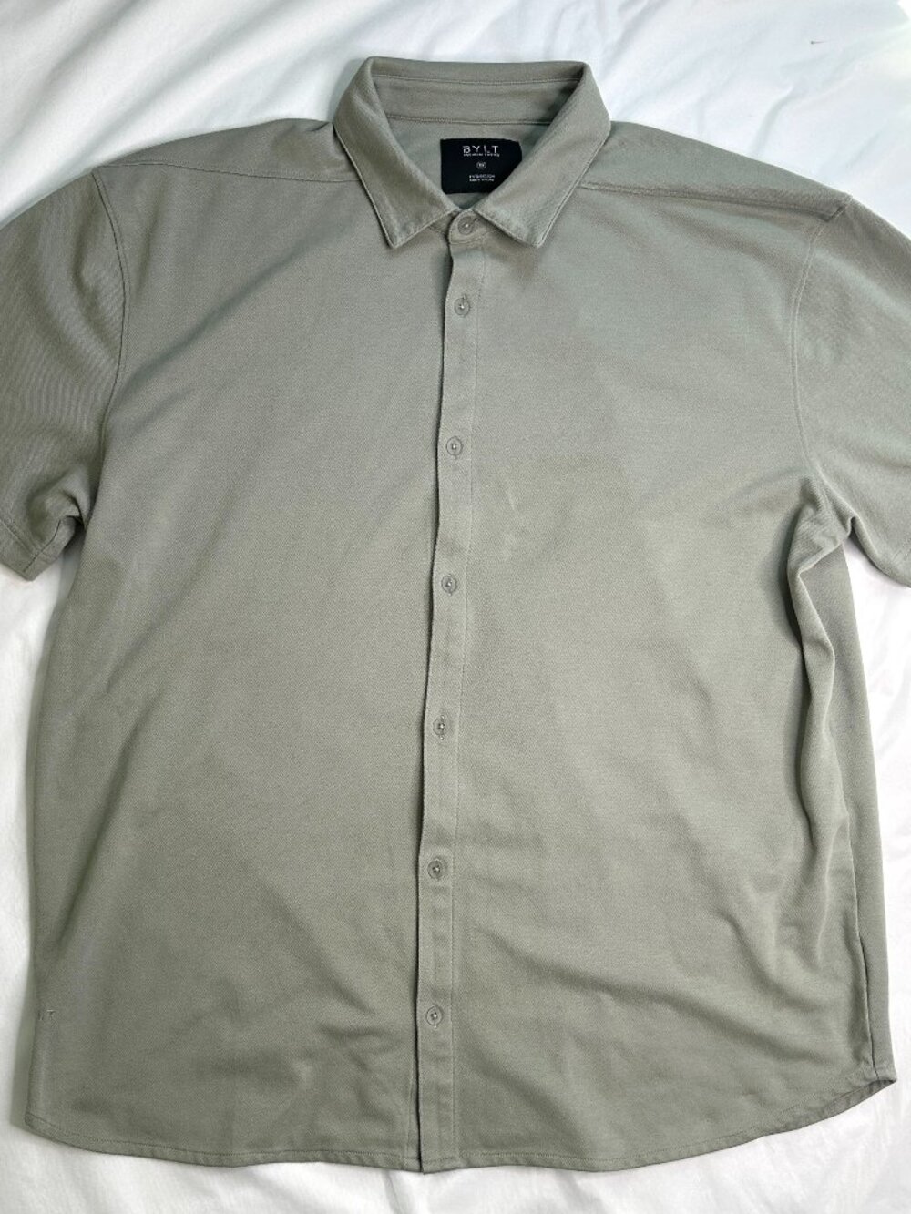 BYLT Premium Basics Mens Shirt 3XL Fawn Taupe Short Sleeve Button Down